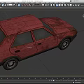 Red Rusty Vintage Compact Car With Rusted Body And Old Exterior