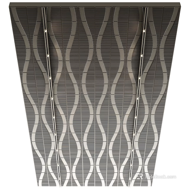 Stylish Ceiling With Wave Pattern And Metal Structure 3d model 
