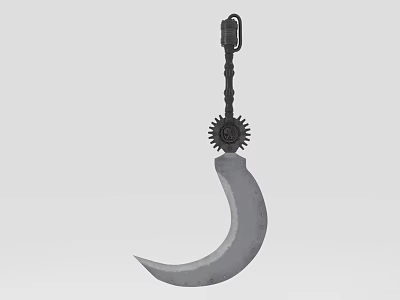 Decorative Metal Crescent Hook Design With Gear And Chain Elements 3d model