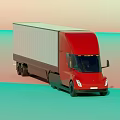 Sleek Red Electric Truck Front View With Headlights And Windshield Design 3d model