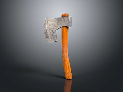Vintage Axe Weapon With Wooden Handle And Worn Metal Head Design 3d model