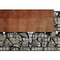 Rustic Stone Wall With Wooden Plank And Wire Mesh Decorative Design 3d model