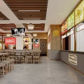 Bright Warm Traditional Chinese Snack Restaurant With Neat Wooden Tables Stools And Cozy Dining Ambience