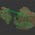 Detailed Rock Formation Model Featuring Connecting Bridge And Cave Structures
