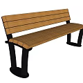 Outdoor Leisure Bench with Wooden Seat Backrest and Black Metal Legs