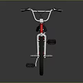 Red BMX Bicycle With Black Seat And Handlebar On Gray Background