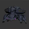 Mechanical Turtle Shaped Creature With Robotic Legs Armored Shell And Glowing Purple Head 3d model