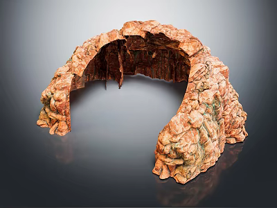 Natural Stone Arch Structure With Organic Curved Design And Rough Reddish Brown Texture 3d model