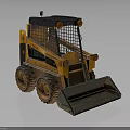 Yellow And Black Compact Skid Steer Loader With Cage Cab Large Tires And Front Bucket