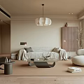Modern Minimalist Living Room Interior Design With Beige Sofa Glass Coffee Table And Wooden Floor