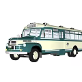 Vintage White And Green Bus With Classic Design And Large Windows