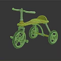 Vintage Tricycle With Yellow Seat And Metal Frame On Reflective Surface