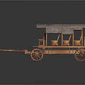 Classic Vintage Wooden Carriage Featuring Canopy Top Spoked Wheels And Ornate Seats