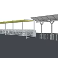 Outdoor Canopy Structure Covering Parking Area with Support Columns 3d model