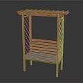 Outdoor Wooden Pergola Bench With Slatted Design And Lattice Sides