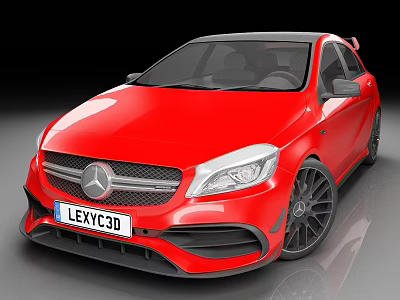 Red Mercedes Benz Car With Sporty Front And Stylish Details 3d model