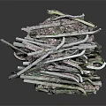 Rusty Metal Fence Debris With Green Rust And Pink Substances