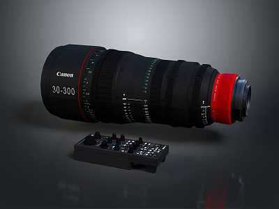 Professional Canon 30-300mm Computer Lens With Control Panel Accessory For PC Use 3d model