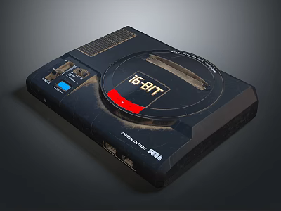 Retro 16 BIT Game Console Classic Digital Device With Sega Mega Drive Style 3d model