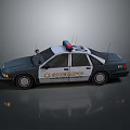 White And Dark Sheriff Police Car With Emergency Lights And Official Badge Logo
