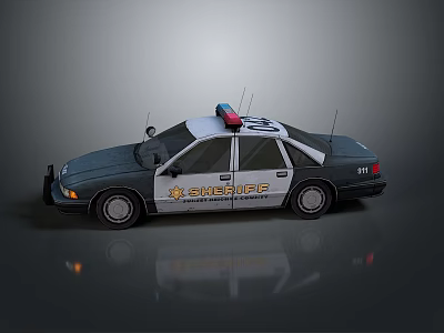 White And Dark Sheriff Police Car With Emergency Lights And Official Badge Logo 3d model