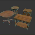 Wooden Furniture Set Including Round Coffee Table Side Table Cabinet And Rectangular Accent Table With Classic Design