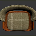 Modern Stylish Stool with Orange Curved Frame and Beige Plaid Fabric Seat for Contemporary Interior