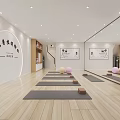 Bright Yoga Studio Interior With Mats Blocks And Exercise Balls 3d model