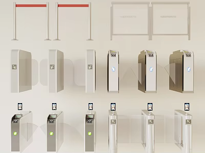 Different Types Of Security Access Control Gates With Face Recognition System 3d model