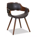Modern Leisure Chairs With Black Leather Seats Wooden Legs And Armrests Design