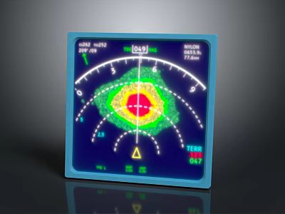 Colorful Space Radar Screen Displaying Cosmic Target Detection in Space Mission 3d model