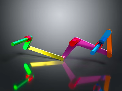 Industrial Equipment Colorful Mechanical Structure With Shiny Metal Components And Reflections 3d model