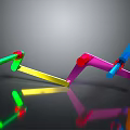 Industrial Equipment Colorful Mechanical Structure With Shiny Metal Components And Reflections