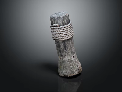 Wooden Stone Decorative Log With Natural Texture And Rope Wrapping Design 3d model