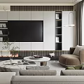 Modern Living Room Interior With TV Wall Sofa Coffee Table And Decorative Lighting 3d model