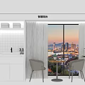 Smart Balcony Design With Washing Machine Sink Tile Wall Seating And City View