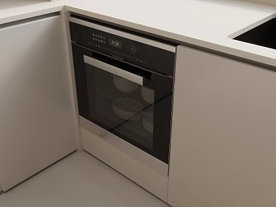 Modern Kitchen Interior With Built in Oven White Cabinets And Sleek Countertop 3d model