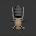 Gold and Black Ant With Wings Standing On Shiny Black Surface With Reflection