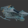 Sci Fi Metallic Vehicle With Orange Accents Black Seat And Ski Runners