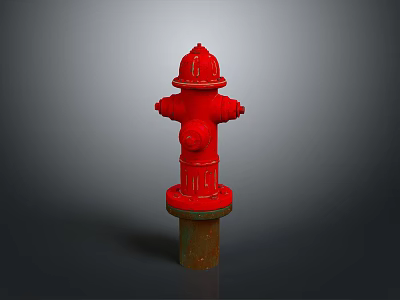 Red Outdoor Building Fire Hydrant With Rusted Base And Classic Design 3d model