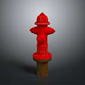 Red Outdoor Building Fire Hydrant With Rusted Base And Classic Design