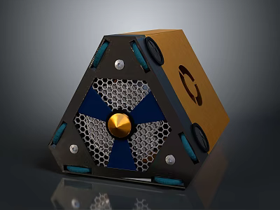 Modern Computer Case Featuring Mesh Design Gold Accent Circular Logo Multi Material Panels 3d model