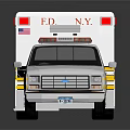 White FD NY Ambulance With Emergency Lights And Rescue Features
