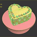 Heart Shaped Cake With Yellow Body And Colorful Heart Decorations On Pink Base