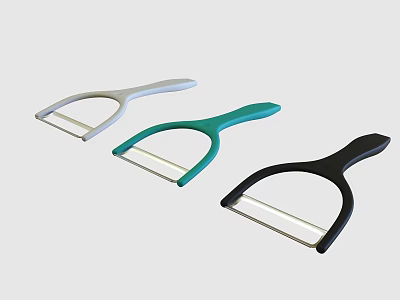 Colorful Kitchen Peelers in White Green and Black for Home Cooking 3d model