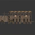 Traditional Thatched Roof Wooden Huts With Rustic Structure And Natural Materials