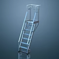 Industrial Metal Mobile Ladder With Wheels Handrail And Platform For Workplace Use