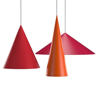 Red and Orange Conical Pendant Lights Modern Design for Interior Decoration 3d model