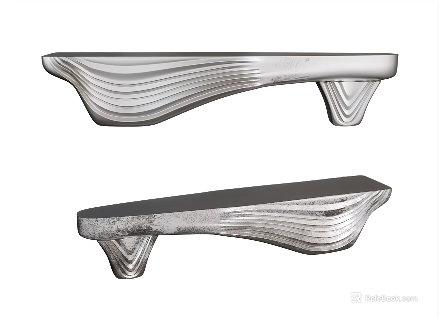 Modern Reception Desk With Wave Design Metal Base And Smooth Surface Finish 3d model