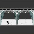 Outdoor Canopy Structure With Yellow Roof White Frame Green Curtains And White Sofas Coffee Table